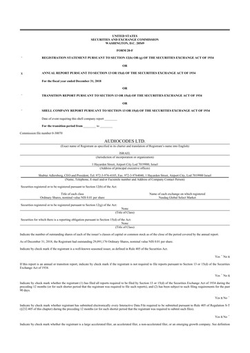 Thumbnail AudioCodes 20-F Annual Report 2018