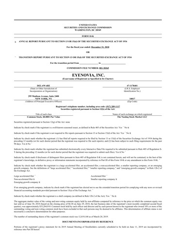 Vorschaubild Eyenovia 10-K Jahresbericht 2018