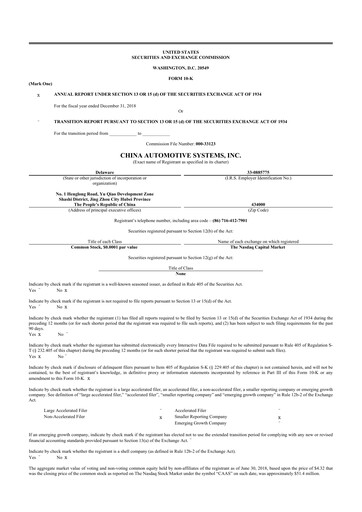 Thumbnail China Automotive Systems 10-K Annual Report 2018