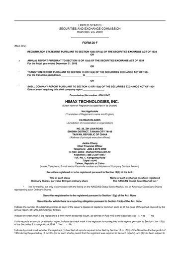 Miniature Himax Technologies 20-F Rapport annuel 2018