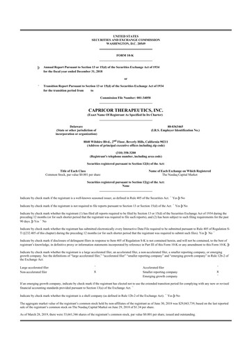 Thumbnail Capricor Therapeutics
 10-K Annual Report 2018