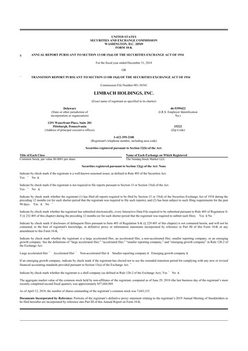 Thumbnail Limbach Holdings 10-K Annual Report 2018