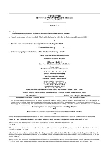 Thumbnail BIT Mining (500.com) 20-F Annual Report 2018