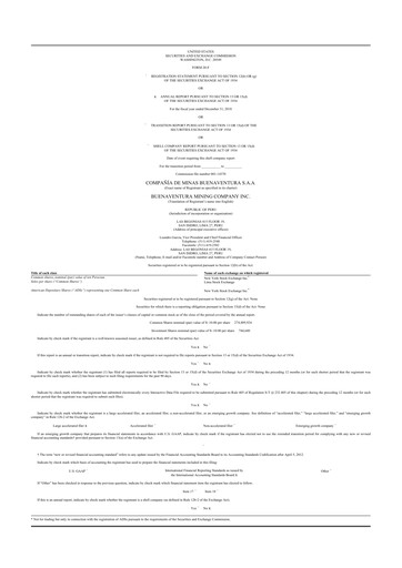 Thumbnail Buenaventura Mining Company  20-F Annual Report 2018
