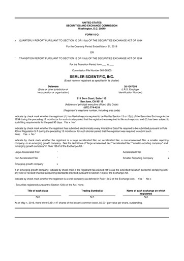 Thumbnail Semler Scientific
 10-Q Quarterly Report FY2019 
