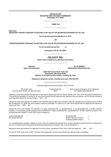 Vorschaubild Celcuity Inc. 10-Q Quartalsbericht 2019 