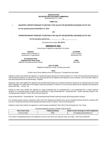 Thumbnail Innodata 10-Q Quarterly Report FY2019 