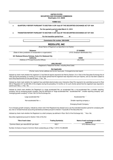 Thumbnail Rezolute 10-Q Quarterly Report FY 
