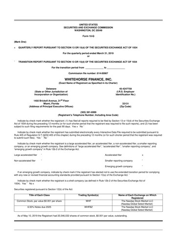 Thumbnail WhiteHorse Finance 10-Q Quarterly Report FY 