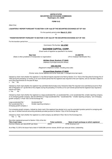 Thumbnail Sachem Capital
 10-Q Quarterly Report FY 