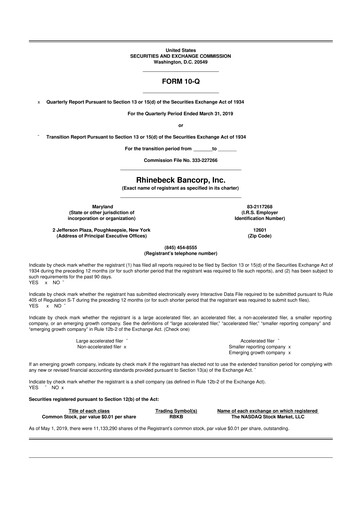 Thumbnail Rhinebeck Bancorp 10-Q Quarterly Report FY2019 
