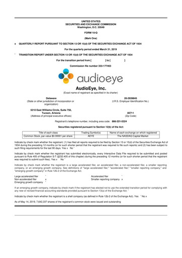 Thumbnail AudioEye 10-Q Quarterly Report FY2019 