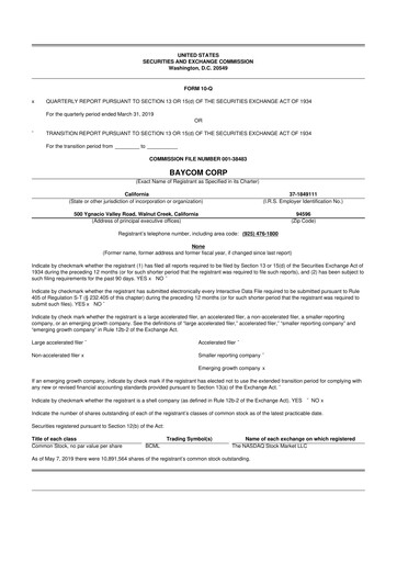 Thumbnail BayCom (United Business Bank) 10-Q Quarterly Report FY2019 