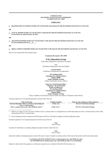 Thumbnail TAL Education Group 20-F Annual Report 2019