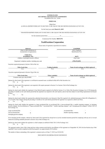 Thumbnail TechPrecision 10-K Annual Report 2019