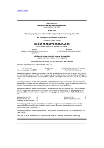 Thumbnail Marine Products Corporation 10-Q Quarterly Report FY 