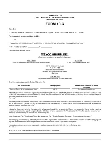 Thumbnail Weyco Group 10-Q Quarterly Report FY2019 