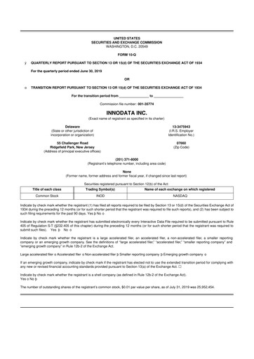 Thumbnail Innodata 10-Q Quarterly Report FY2019 