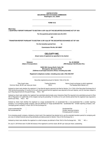 Vorschaubild Celcuity Inc. 10-Q Quartalsbericht 2019 