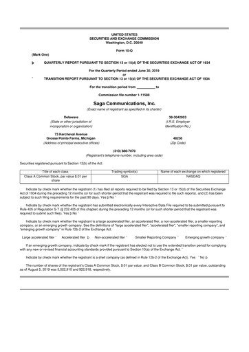 Thumbnail Saga Communications 10-Q Quarterly Report FY2019 