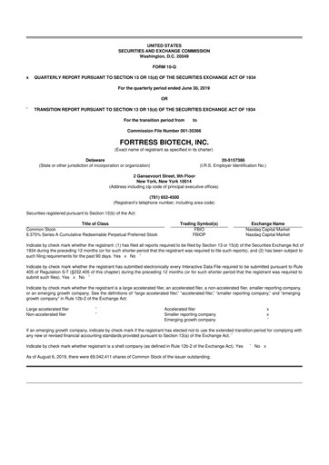 Thumbnail Fortress Biotech
 10-Q Quarterly Report FY2019 