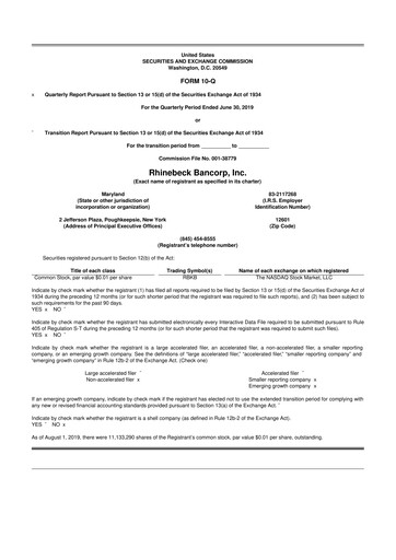 Thumbnail Rhinebeck Bancorp 10-Q Quarterly Report FY2019 