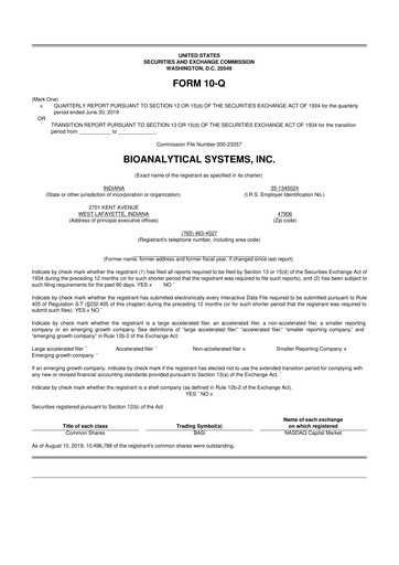 Miniature Inotiv 10-Q Rapport trimestriel 2019 