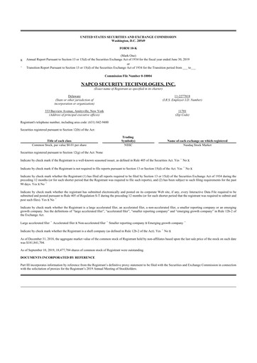 Thumbnail NAPCO Security Technologies 10-K Annual Report 2019