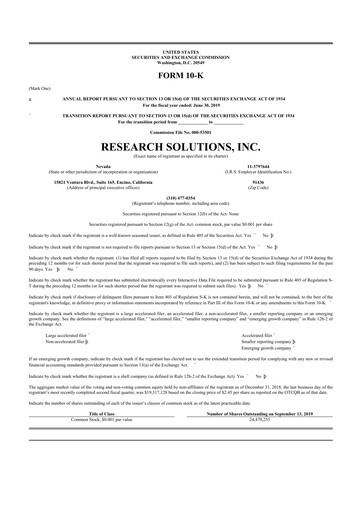 Thumbnail Research Solutions 10-K Annual Report 2019