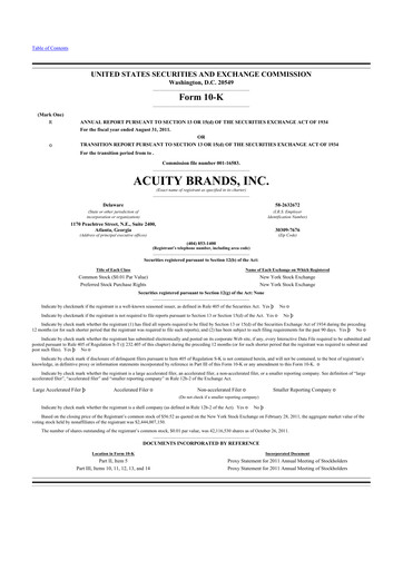 Thumbnail Acuity Brands
 10-K Annual Report 2011