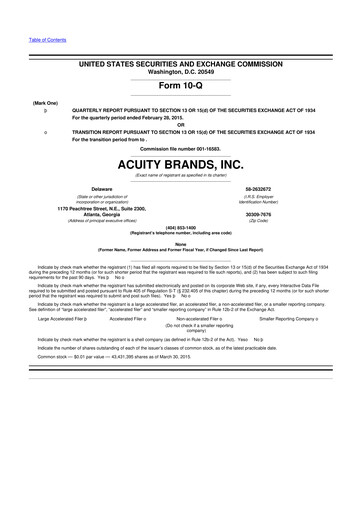 Vorschaubild Acuity Brands
 10-Q Quartalsbericht 2015 