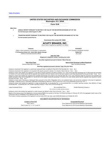 Thumbnail Acuity Brands
 10-K Annual Report 2016