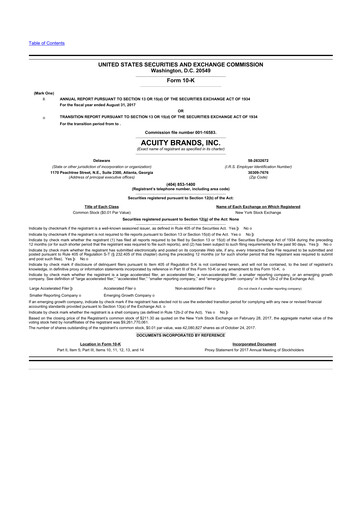 Thumbnail Acuity Brands
 10-K Annual Report 2017