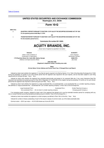 Vorschaubild Acuity Brands
 10-Q Quartalsbericht 2018 