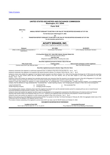 Thumbnail Acuity Brands
 10-K Annual Report 2022