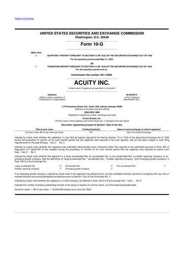 Vorschaubild Acuity Brands
 10-Q Quartalsbericht 2025 