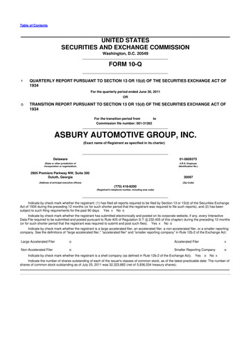 Thumbnail Asbury Automotive Group 10-Q Quarterly Report FY2011 