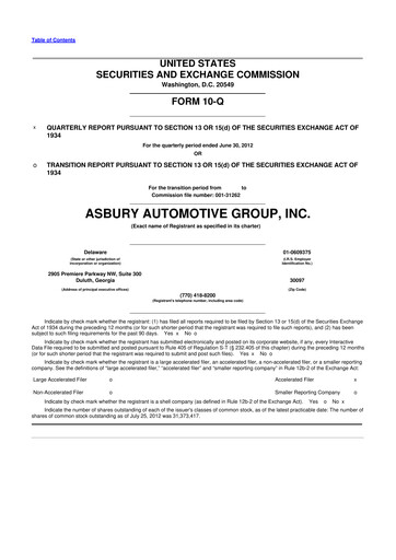 Thumbnail Asbury Automotive Group 10-Q Quarterly Report FY2012 