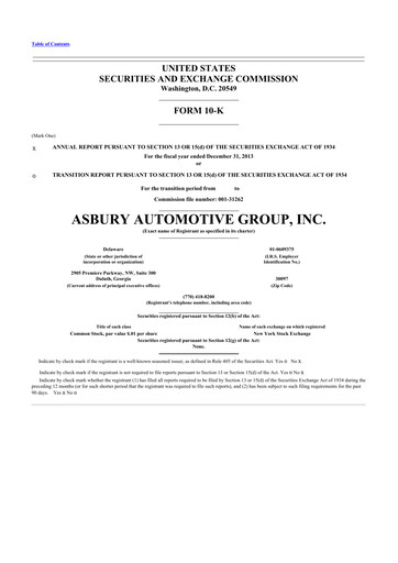 Thumbnail Asbury Automotive Group 10-K Annual Report 2013