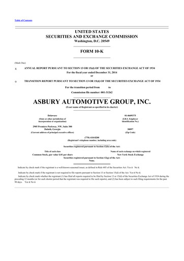 Thumbnail Asbury Automotive Group 10-K Annual Report 2014