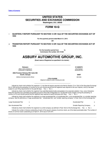 Thumbnail Asbury Automotive Group 10-Q Quarterly Report FY2015 