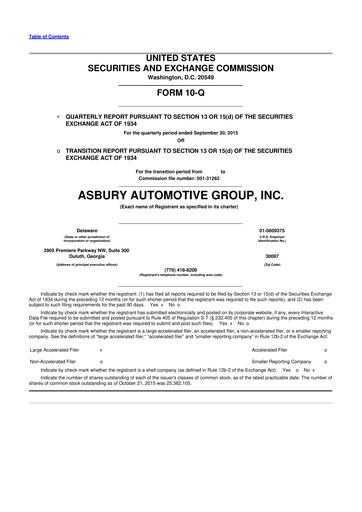 Thumbnail Asbury Automotive Group 10-Q Quarterly Report FY2015 