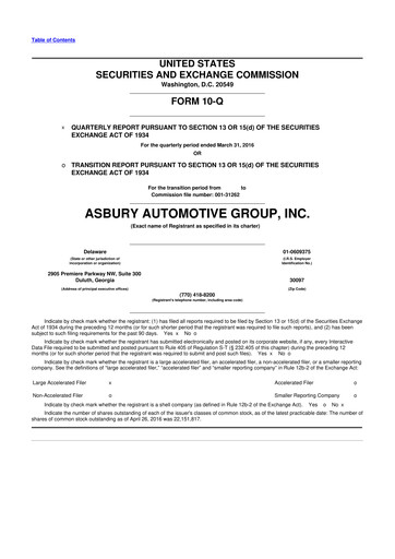 Thumbnail Asbury Automotive Group 10-Q Quarterly Report FY2016 