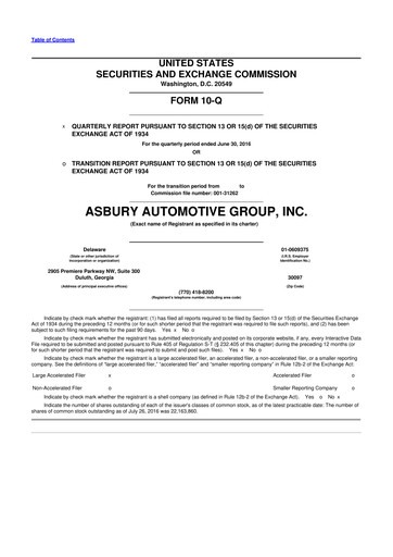 Thumbnail Asbury Automotive Group 10-Q Quarterly Report FY2016 