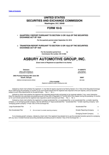 Thumbnail Asbury Automotive Group 10-Q Quarterly Report FY2018 