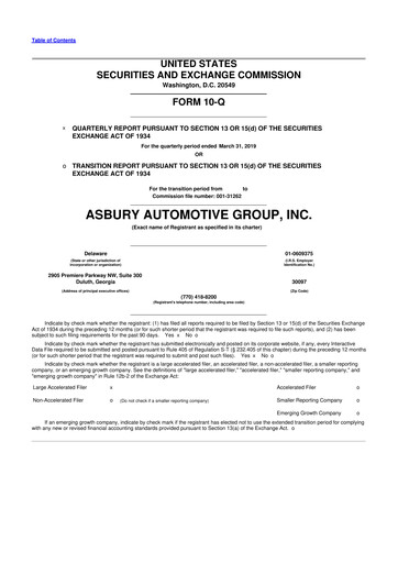 Thumbnail Asbury Automotive Group 10-Q Quarterly Report FY2019 