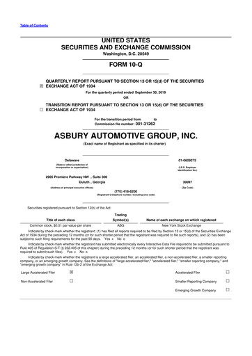 Thumbnail Asbury Automotive Group 10-Q Quarterly Report FY2019 