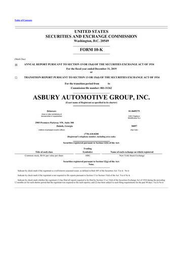 Thumbnail Asbury Automotive Group 10-K Annual Report 2019