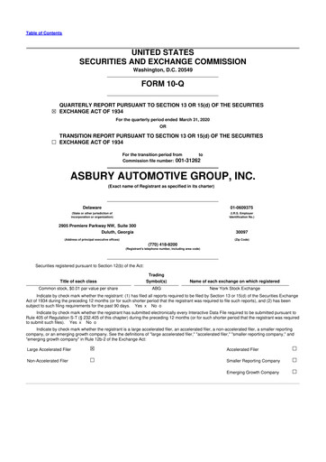 Thumbnail Asbury Automotive Group 10-Q Quarterly Report FY2020 