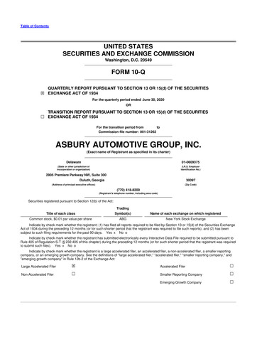 Thumbnail Asbury Automotive Group 10-Q Quarterly Report FY2020 